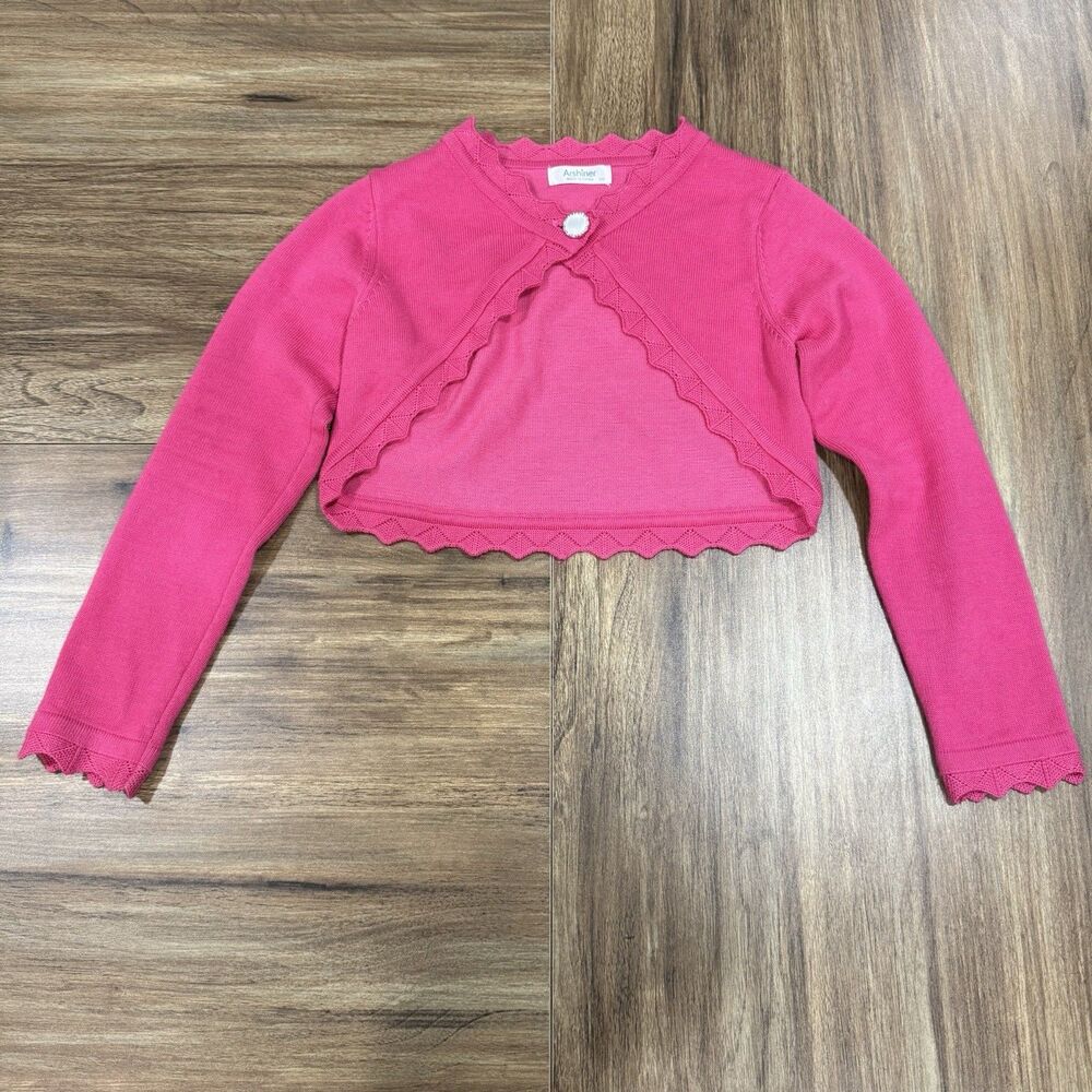 Arshiner Pink Open Front Bolero Long Sleeve Elegant Cardigan Knit Sweater Size 4
